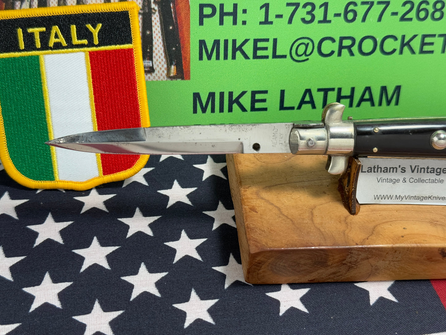 ALAMO ITLAY 1950-57 PICK LOCK STILETTO 20 CM ITALIAN AUTOMATIC KNIFE BUFFALO HORN HANDLES