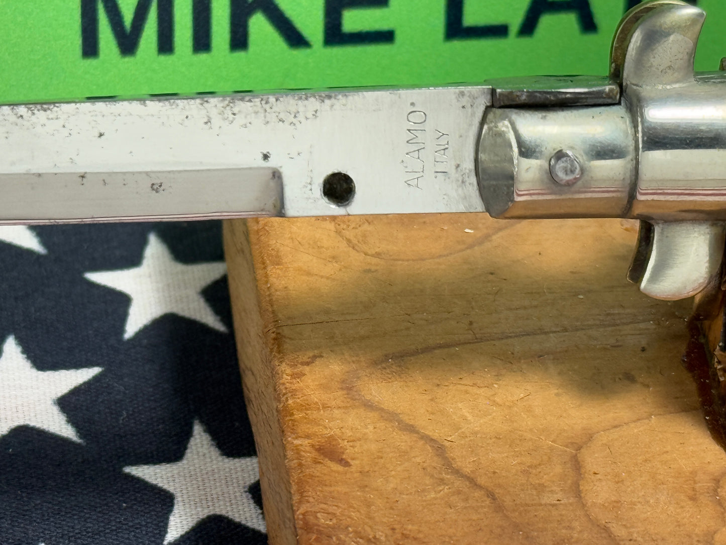 ALAMO ITLAY 1950-57 PICK LOCK STILETTO 20 CM ITALIAN AUTOMATIC KNIFE BUFFALO HORN HANDLES