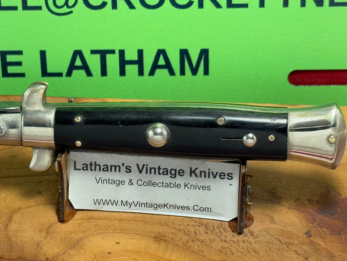 ALAMO ITLAY 1950-57 PICK LOCK STILETTO 20 CM ITALIAN AUTOMATIC KNIFE BUFFALO HORN HANDLES