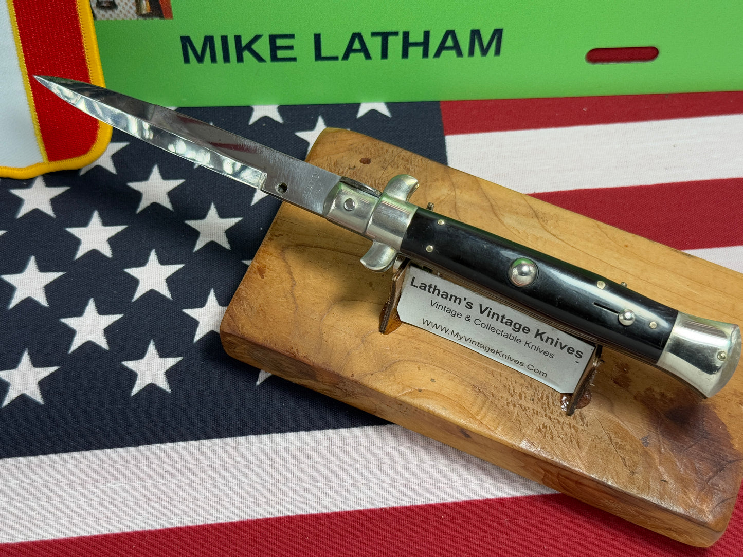 ALAMO ITLAY 1950-57 PICK LOCK STILETTO 20 CM ITALIAN AUTOMATIC KNIFE BUFFALO HORN HANDLES