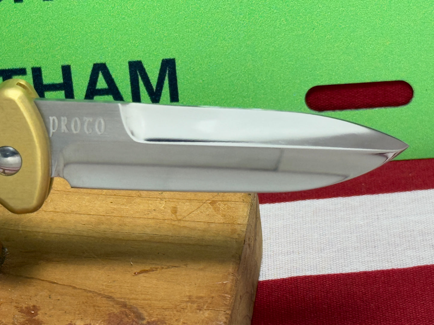 BURN KNIVES, PAUL PANAK, 2020 SMALL SIDE OPENING TACTICAL WITH MIRROR POLISHED BLADE CUSTOM AUTOMATIC KNIFE METAL HANDLES WITH CARBON FIBER INSERTS