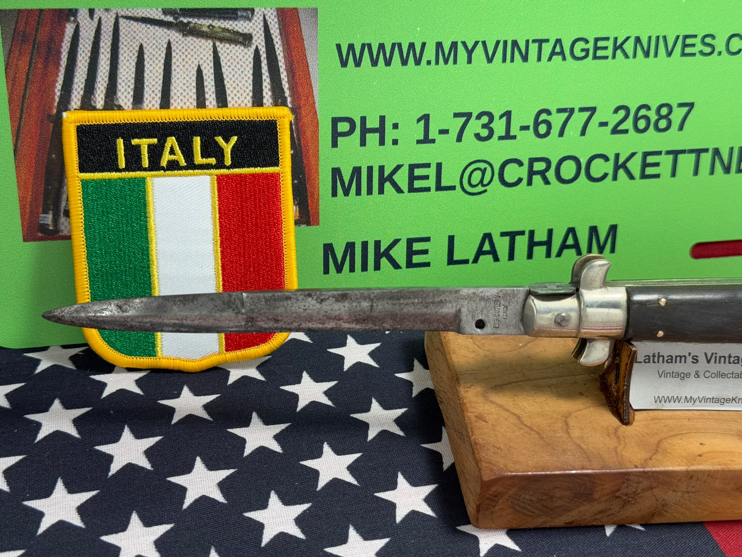 EIG CUTLERY ITALY 1950-57 PICK LOCK STILETTO 28 CM ITALIAN AUTOMATIC KNIFE BUFFALO HORN HANDLES