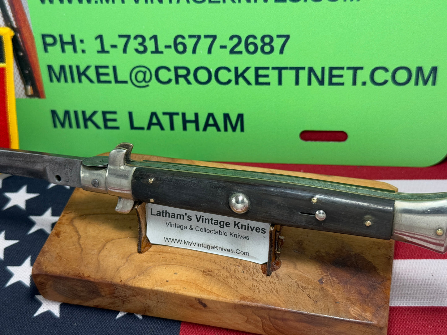 EIG CUTLERY ITALY 1950-57 PICK LOCK STILETTO 28 CM ITALIAN AUTOMATIC KNIFE BUFFALO HORN HANDLES