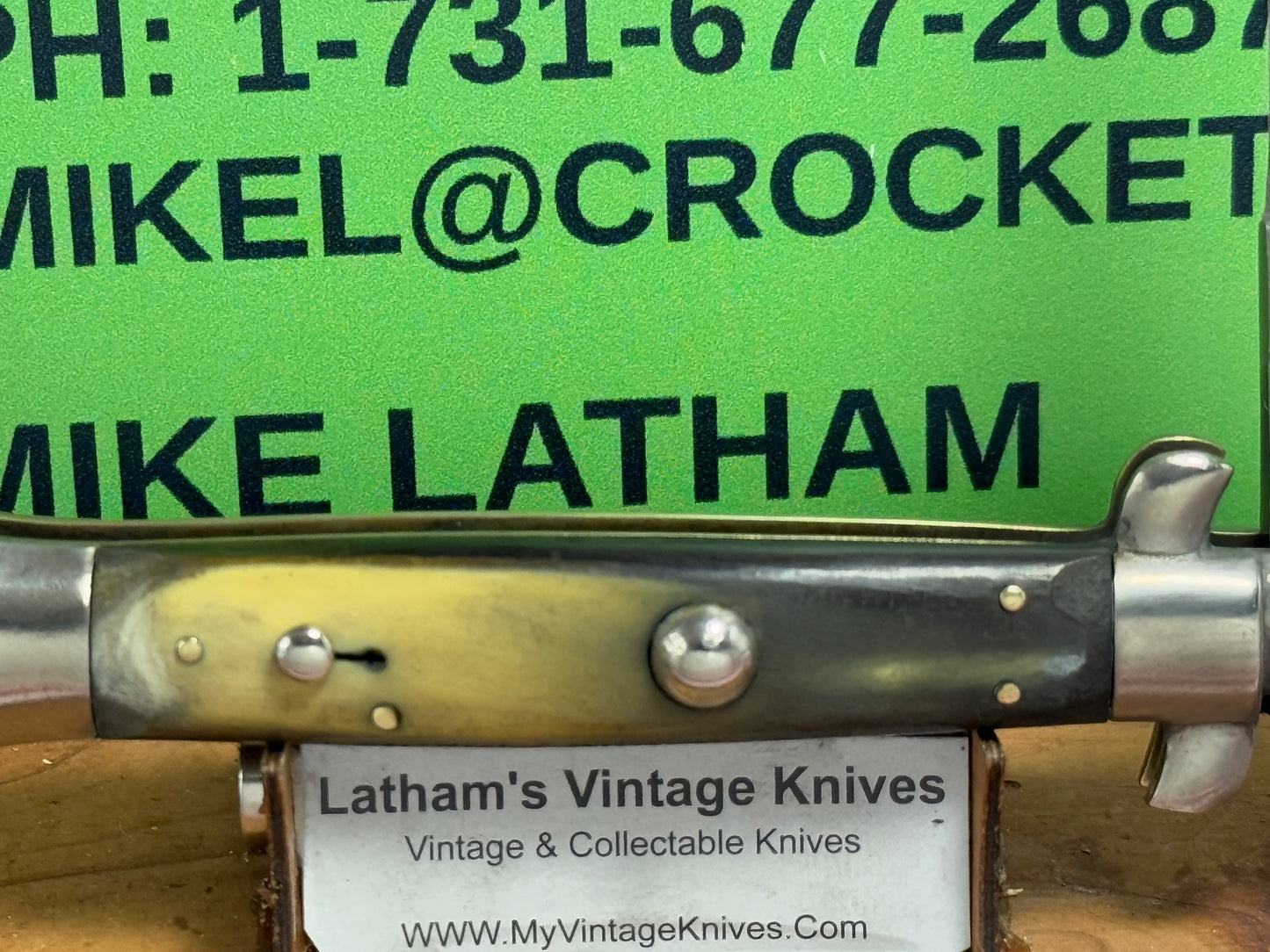 EIG CUTLERY ITALY "BOXED" STAMP 1950-54 PICK LOCK STILETTO 23 CM ITALIAN AUTOMATIC KNIFE BUFFALO HORN HANDLES