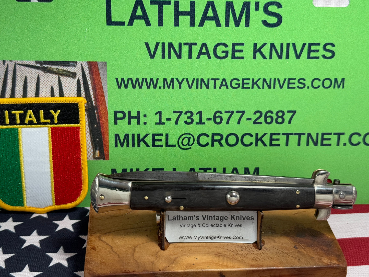 G.C.co.(GUTMANN CUTLERY) ITALY 1950-57 PICK LOCK STILETTO 28 CM ITALIAN AUTOMATIC KNIFE BUFFALO HORN HANDLES