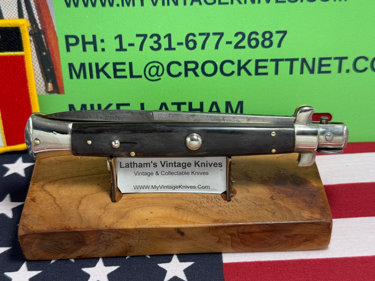 G.C.co.(GUTMANN CUTLERY) ITALY 1950-57 PICK LOCK STILETTO 28 CM ITALIAN AUTOMATIC KNIFE BUFFALO HORN HANDLES