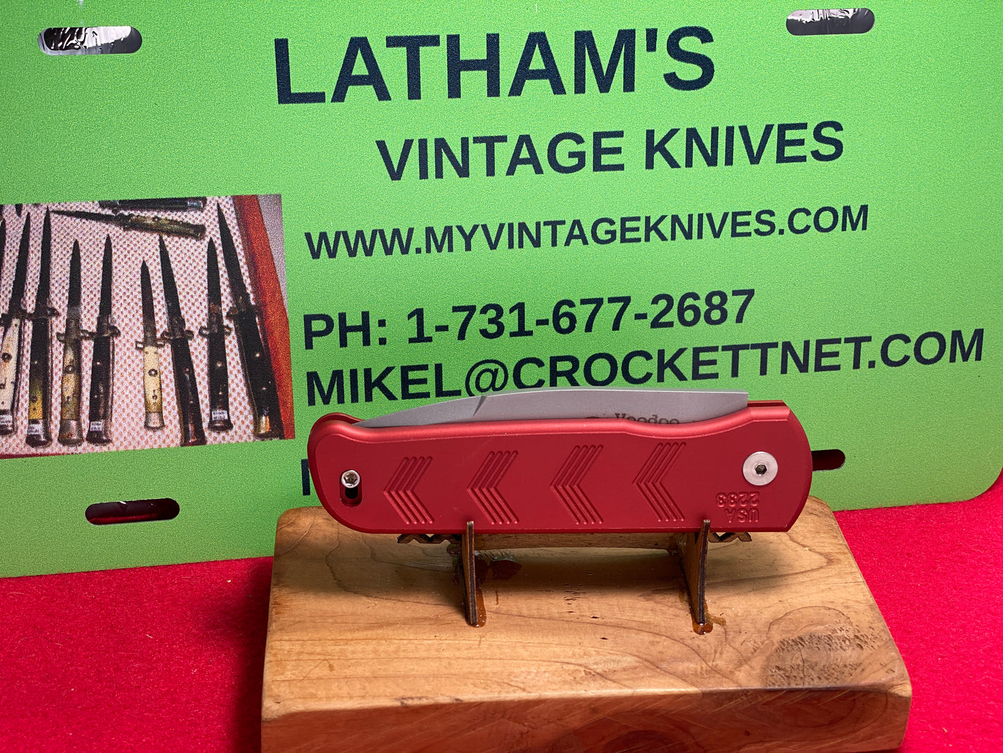 DALTON, ROB CUSTOM AUTOMATIC 1995-99 VOODOO WORKS USA 2233 SCALE RELEASE TACTICAL AUTOMATIC KNIFE METAL HANDLES RED