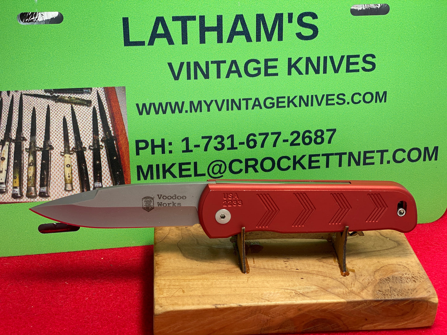 DALTON, ROB CUSTOM AUTOMATIC 1995-99 VOODOO WORKS USA 2233 SCALE RELEASE TACTICAL AUTOMATIC KNIFE METAL HANDLES RED