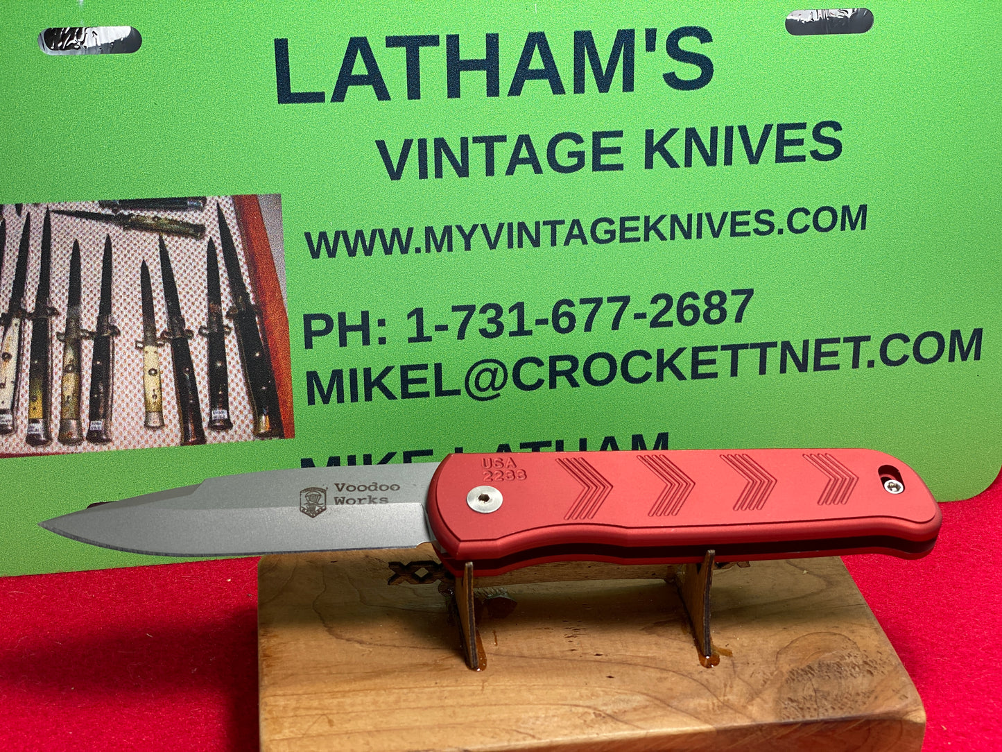 DALTON, ROB CUSTOM AUTOMATIC 1995-99 VOODOO WORKS USA 2233 SCALE RELEASE TACTICAL AUTOMATIC KNIFE METAL HANDLES RED