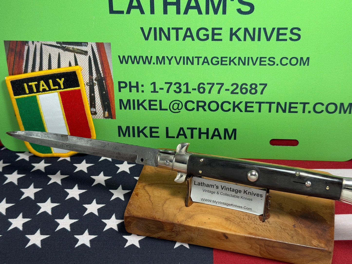 G.C.co.(GUTMANN CUTLERY) ITALY 1950-57 PICK LOCK STILETTO 28 CM ITALIAN AUTOMATIC KNIFE BUFFALO HORN HANDLES