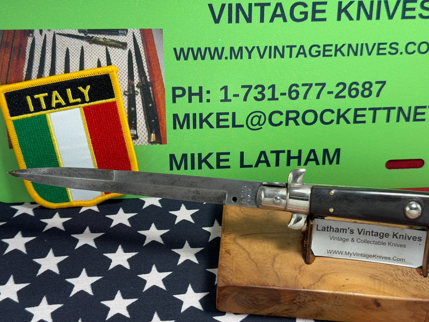 G.C.co.(GUTMANN CUTLERY) ITALY 1950-57 PICK LOCK STILETTO 28 CM ITALIAN AUTOMATIC KNIFE BUFFALO HORN HANDLES