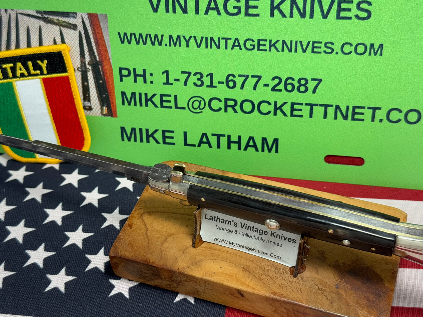 G.C.co.(GUTMANN CUTLERY) ITALY 1950-57 PICK LOCK STILETTO 28 CM ITALIAN AUTOMATIC KNIFE BUFFALO HORN HANDLES