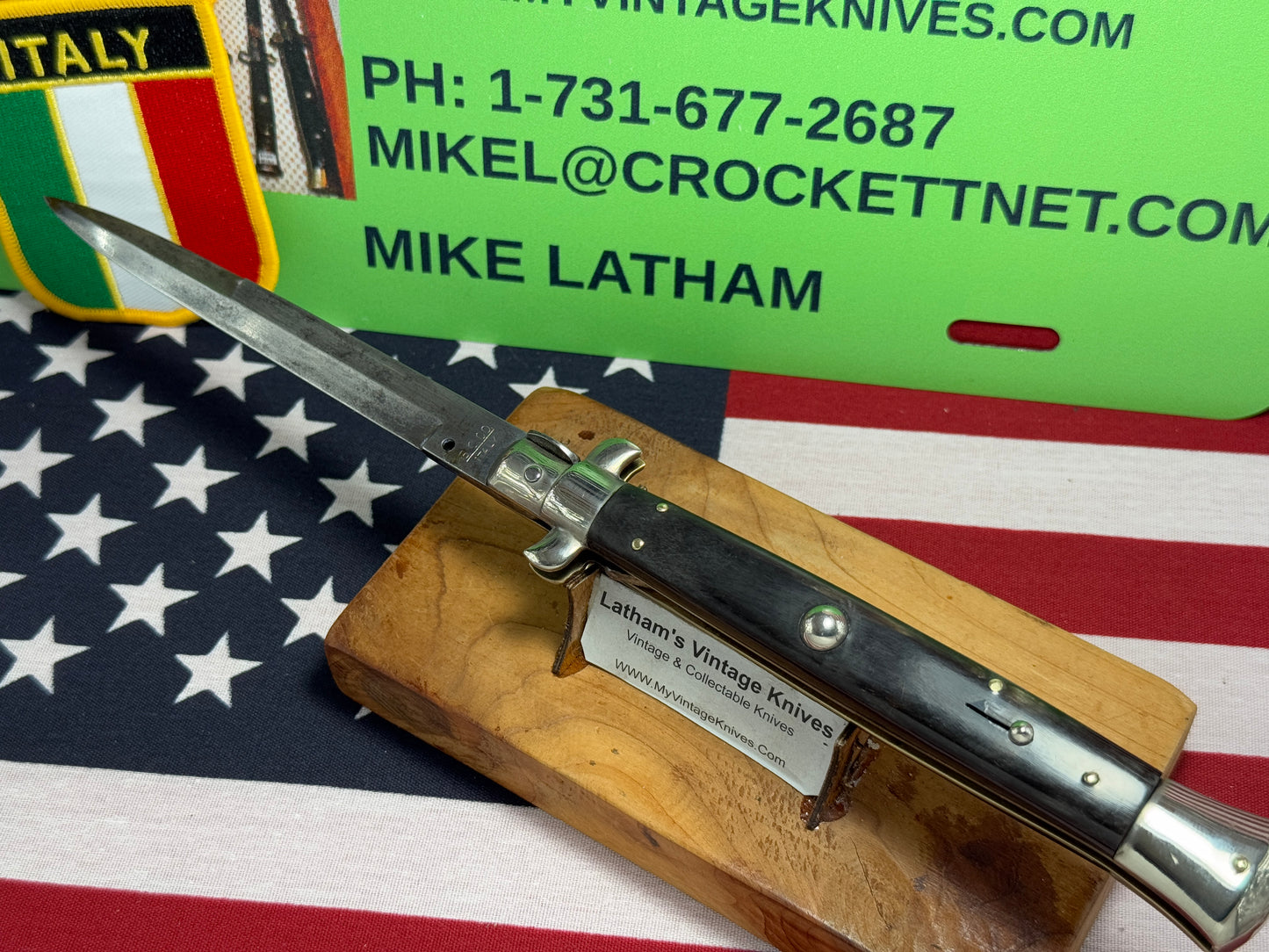 G.C.co.(GUTMANN CUTLERY) ITALY 1950-57 PICK LOCK STILETTO 28 CM ITALIAN AUTOMATIC KNIFE BUFFALO HORN HANDLES