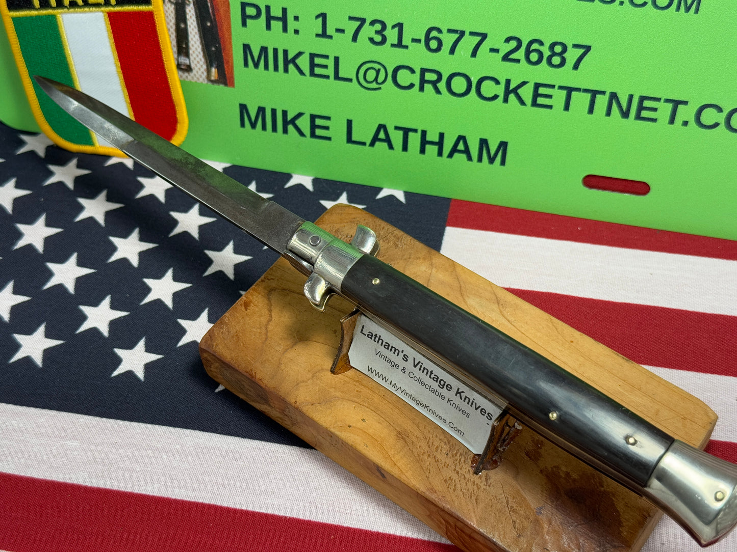 G.C.co.(GUTMANN CUTLERY) ITALY 1950-57 PICK LOCK STILETTO 28 CM ITALIAN AUTOMATIC KNIFE BUFFALO HORN HANDLES