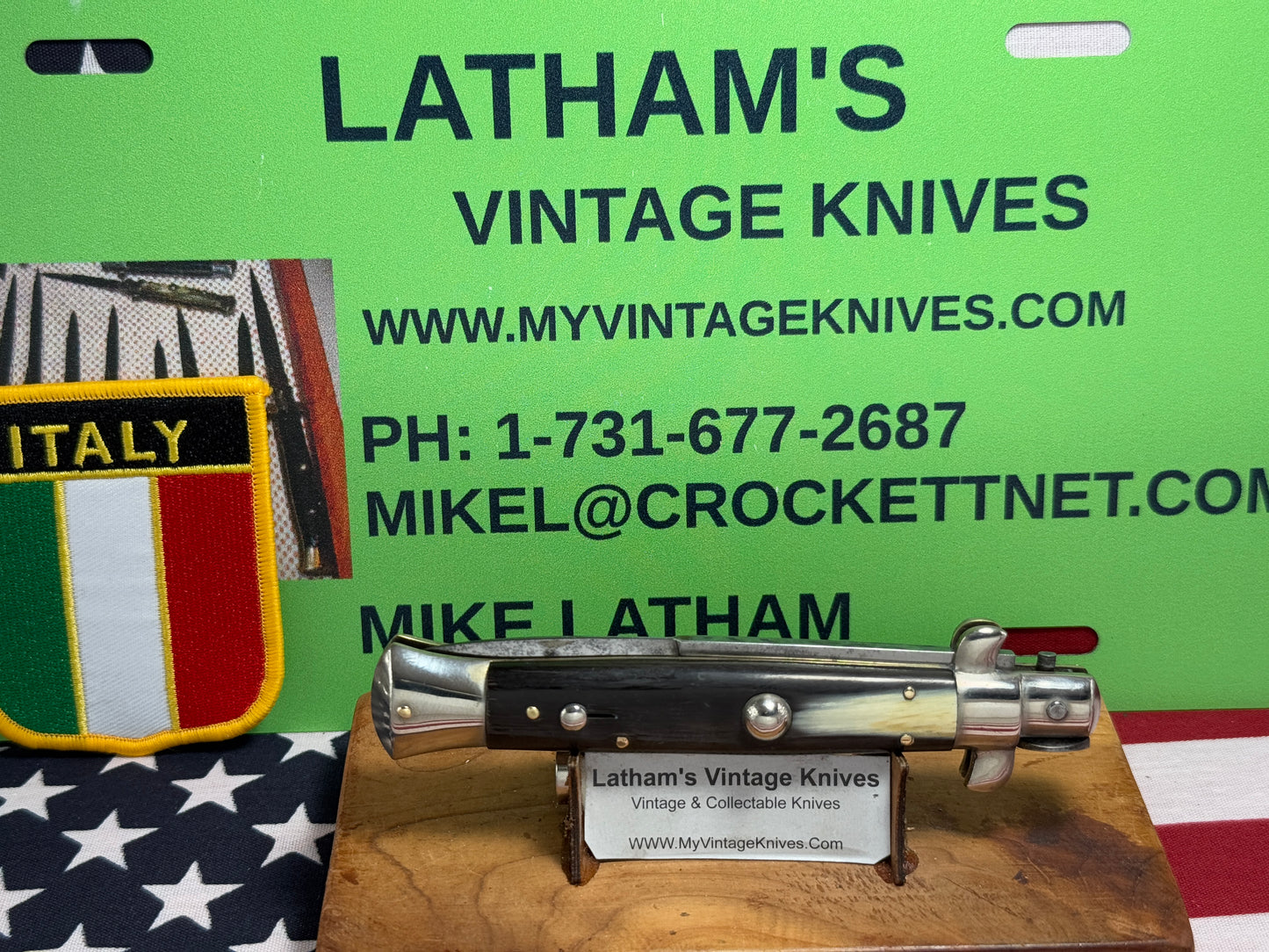 EIG CUTLERY ITALY 1950-57 PICK LOCK STILETTO 23 CM ITALIAN AUTOMATIC KNIFE BUFFALO HORN HANDLES