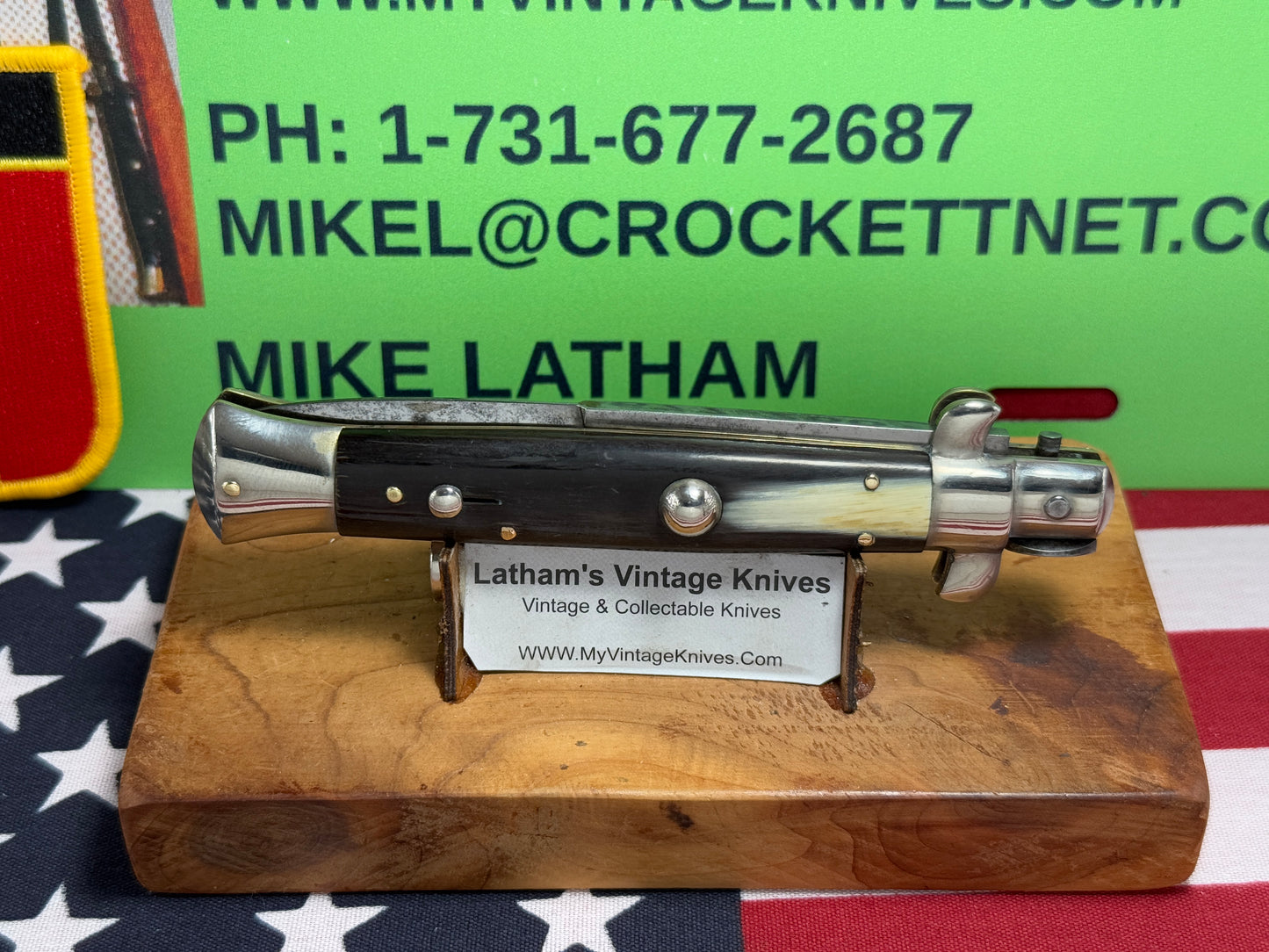 EIG CUTLERY ITALY 1950-57 PICK LOCK STILETTO 23 CM ITALIAN AUTOMATIC KNIFE BUFFALO HORN HANDLES