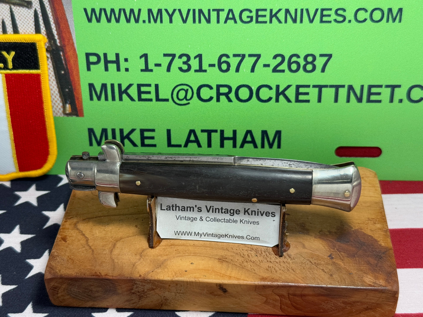 EIG CUTLERY ITALY 1950-57 PICK LOCK STILETTO 23 CM ITALIAN AUTOMATIC KNIFE BUFFALO HORN HANDLES