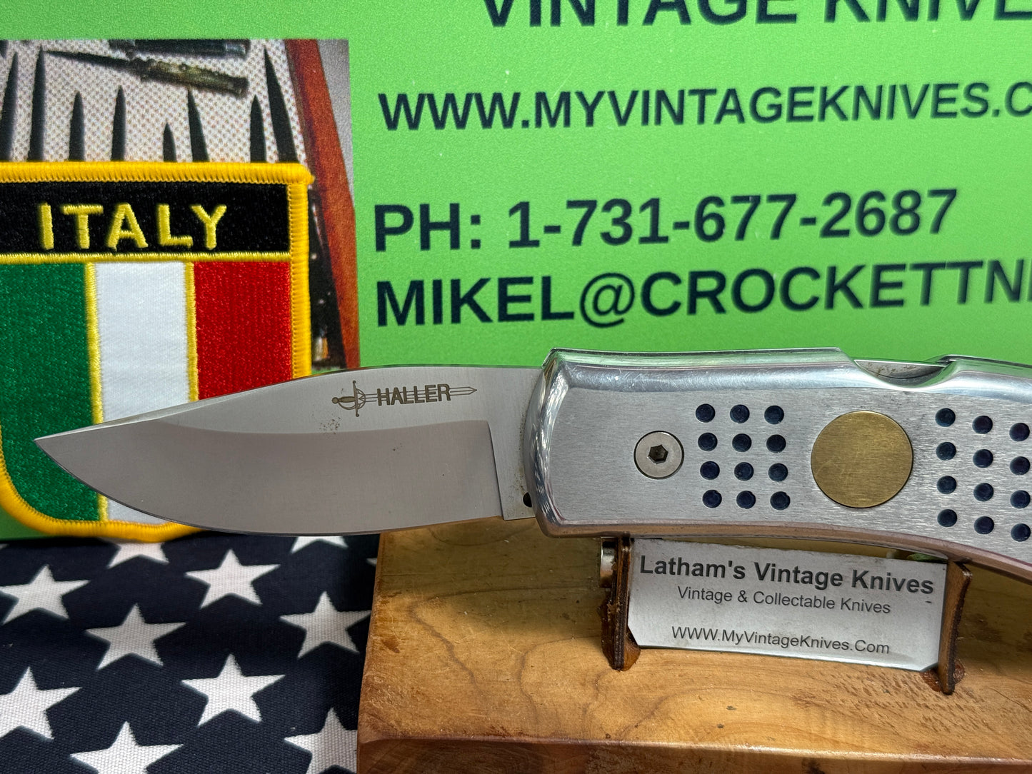 HALLER PATENT 1975-85 GERMAN SECERT POLICE HRC 58 LOCK BACK ITALIAN AUTOMATIC KNIFE ALL METAL HANDLES