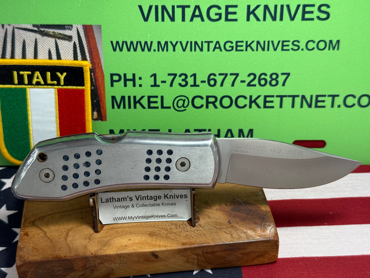 HALLER PATENT 1975-85 GERMAN SECERT POLICE HRC 58 LOCK BACK ITALIAN AUTOMATIC KNIFE ALL METAL HANDLES