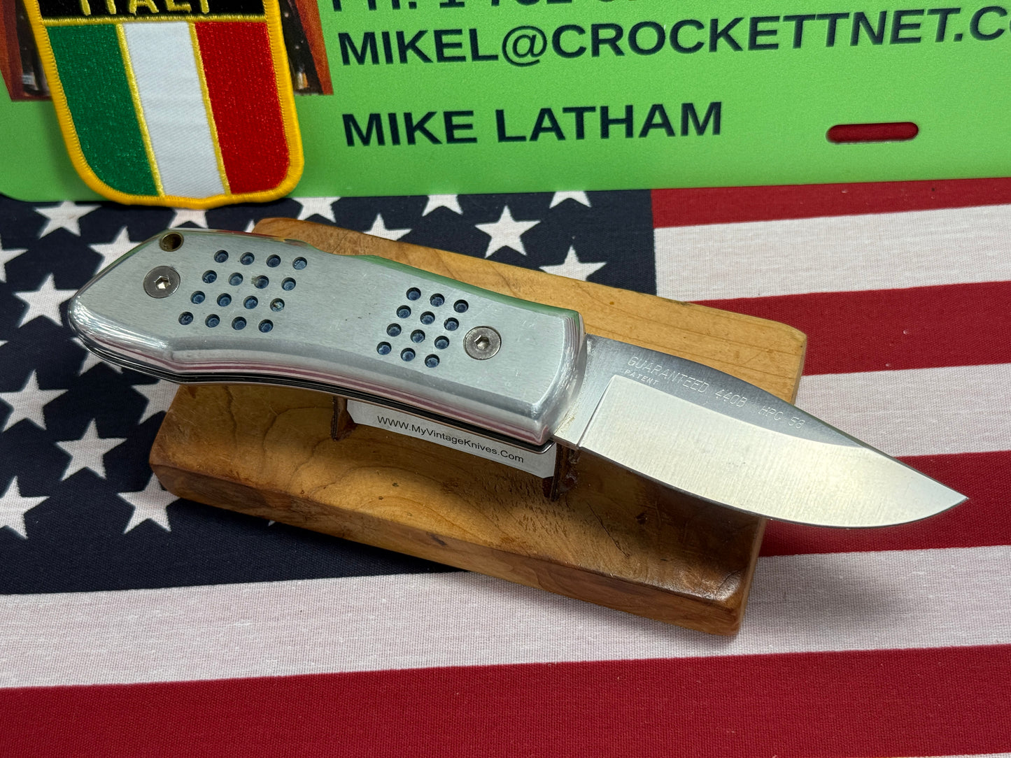 HALLER PATENT 1975-85 GERMAN SECERT POLICE HRC 58 LOCK BACK ITALIAN AUTOMATIC KNIFE ALL METAL HANDLES