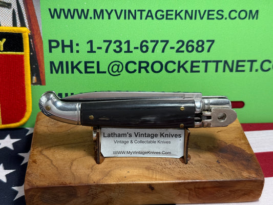 DAVID ROSTFREI ITALY 1999-2005 LEVER AUTOMATIC BIRD'S HEAD ITALIAN AUTOMATIC KNIFE BUFFALO HORN HANDLES