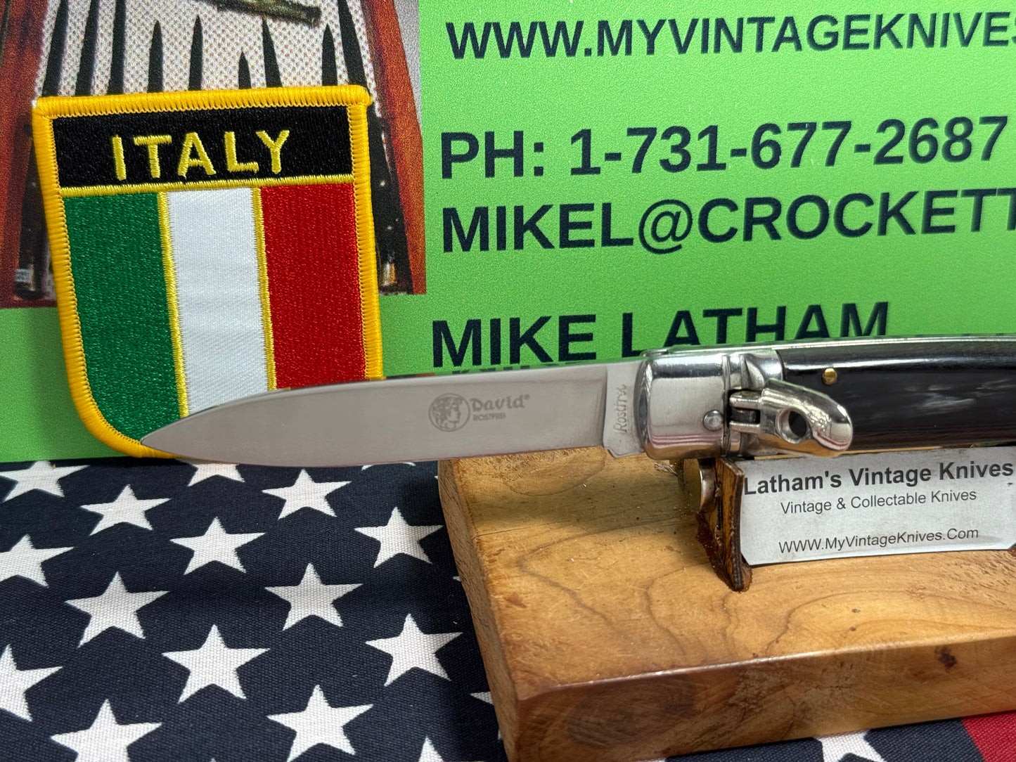 DAVID ROSTFREI ITALY 1999-2005 LEVER AUTOMATIC BIRD'S HEAD ITALIAN AUTOMATIC KNIFE BUFFALO HORN HANDLES