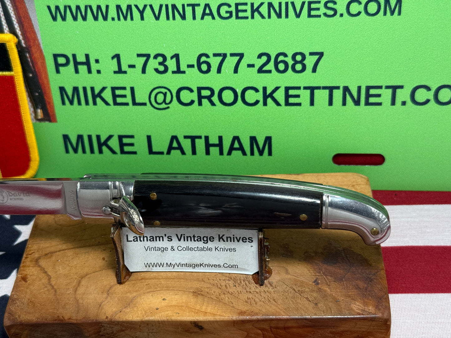 DAVID ROSTFREI ITALY 1999-2005 LEVER AUTOMATIC BIRD'S HEAD ITALIAN AUTOMATIC KNIFE BUFFALO HORN HANDLES