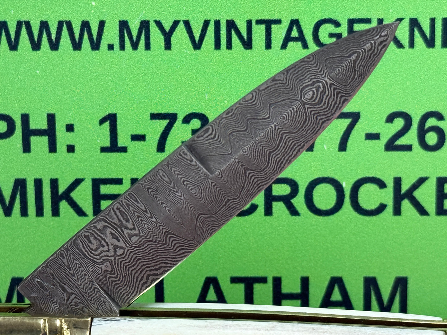 AB ITALY 2005-2010 LEVER AUTOMATIC "BIRD'S HEAD" DAMACUS STEEL ITALIAN AUTOMATIC KNIFE STAG HANDLES