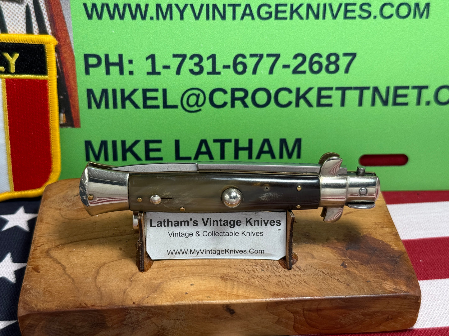 EIG CUTLERY ITALY 1950-56 PICK LOCK STILETTO 20 CM ITALIAN AUTOMATIC KNIFE BUFFALO HORN HANDLES