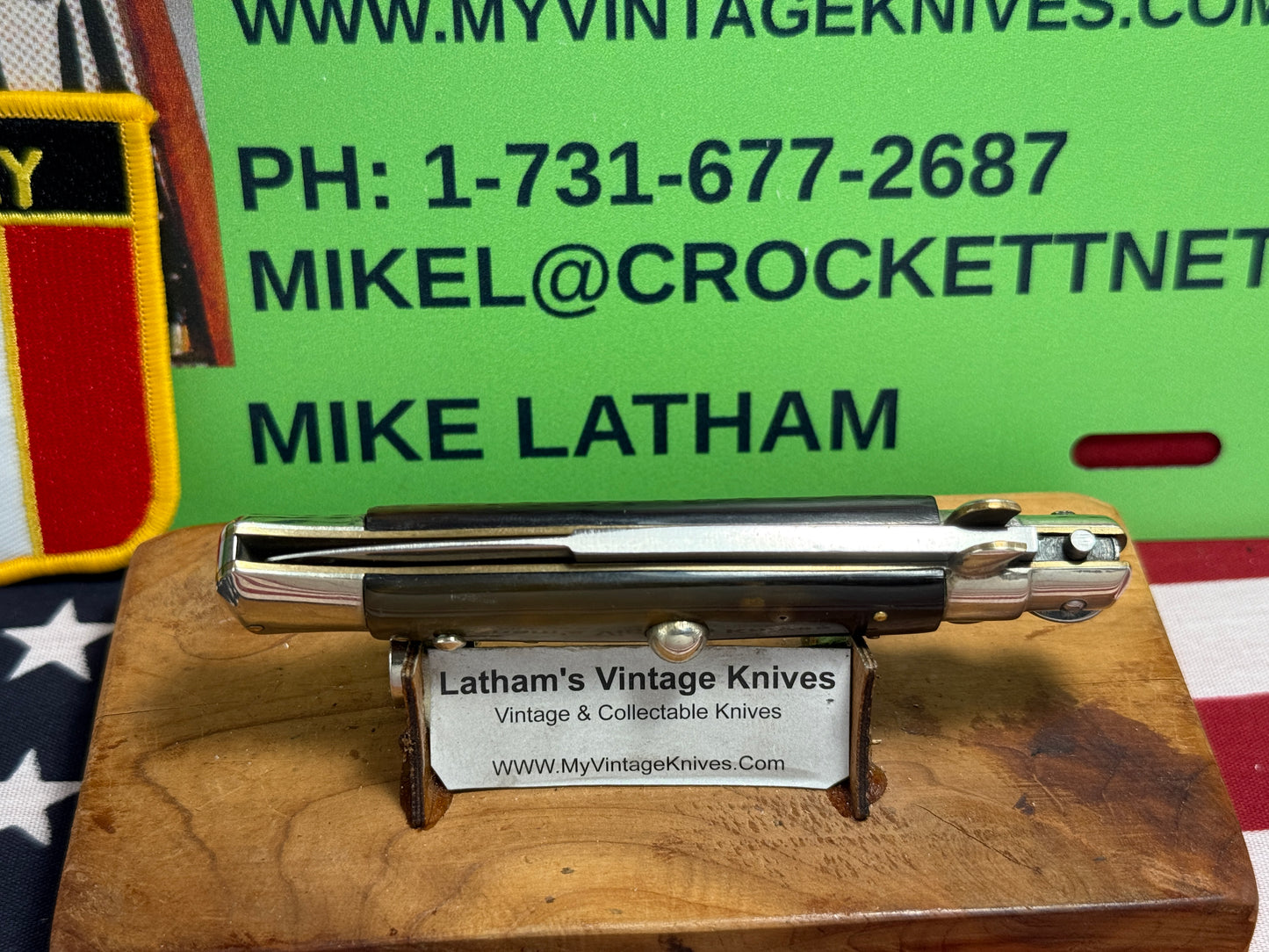 EIG CUTLERY ITALY 1950-56 PICK LOCK STILETTO 20 CM ITALIAN AUTOMATIC KNIFE BUFFALO HORN HANDLES