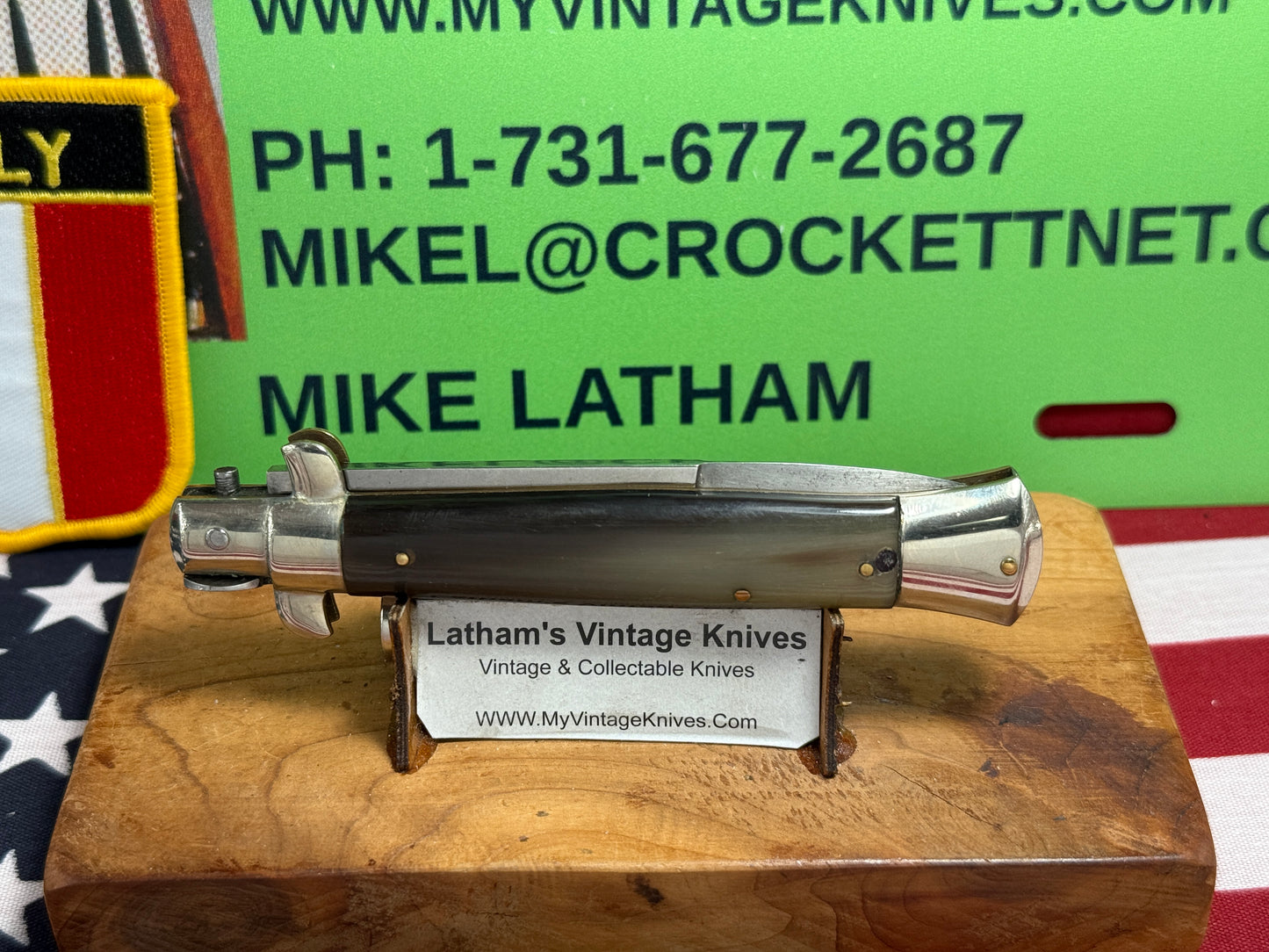 EIG CUTLERY ITALY 1950-56 PICK LOCK STILETTO 20 CM ITALIAN AUTOMATIC KNIFE BUFFALO HORN HANDLES