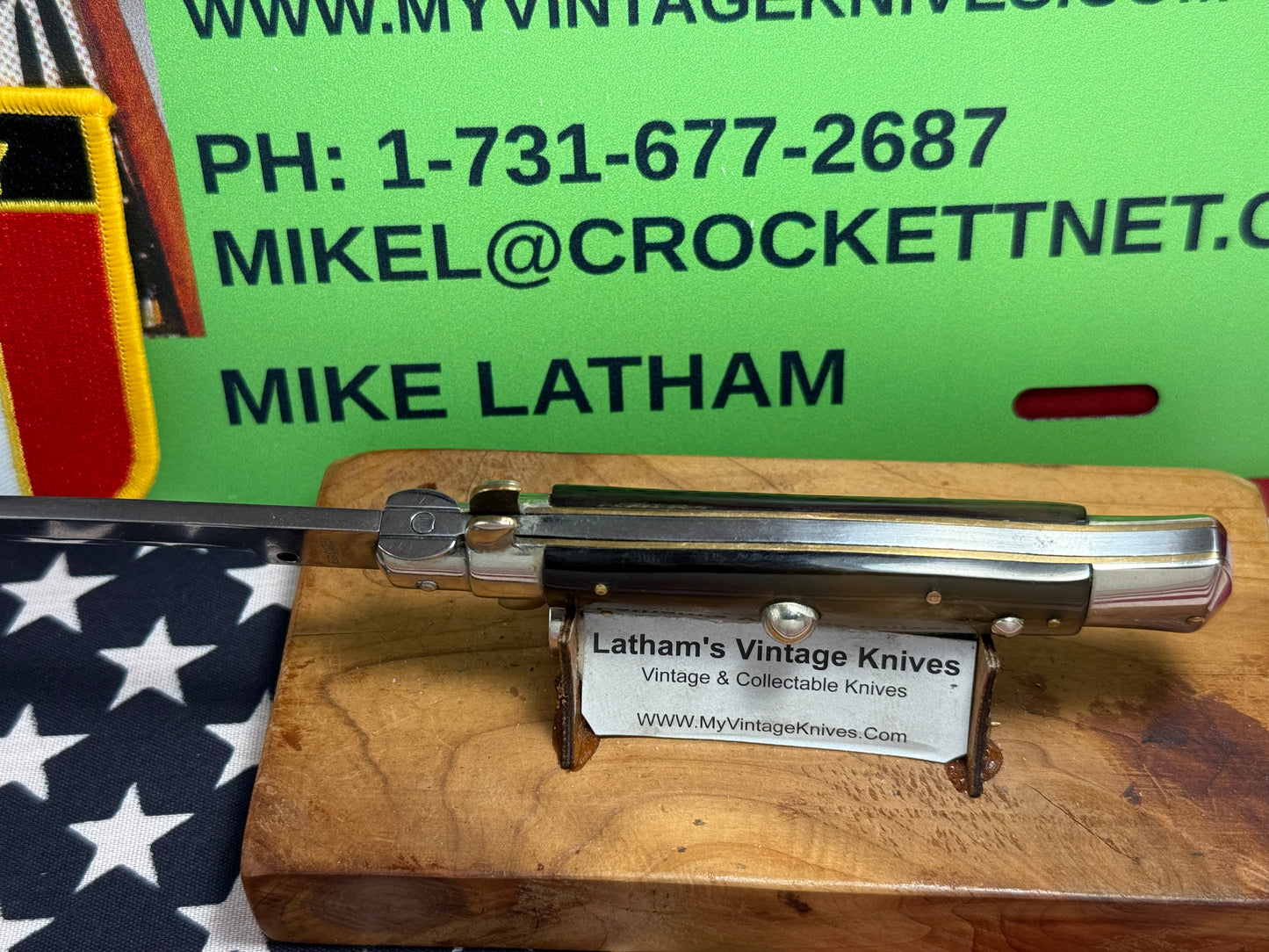 EIG CUTLERY ITALY 1950-56 PICK LOCK STILETTO 20 CM ITALIAN AUTOMATIC KNIFE BUFFALO HORN HANDLES