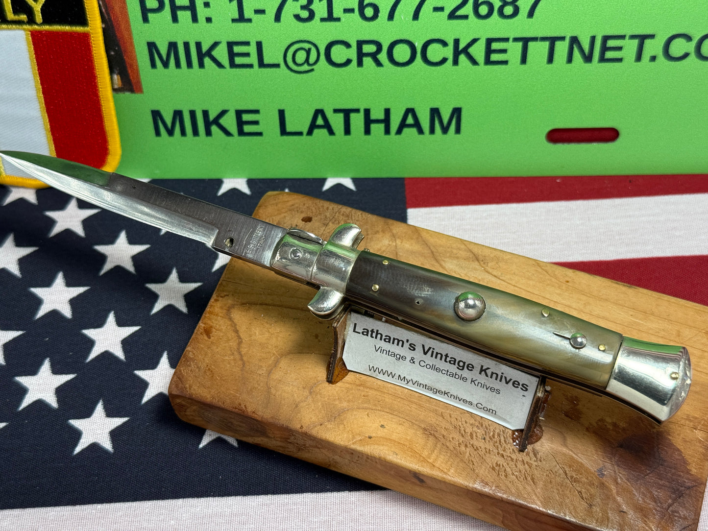 EIG CUTLERY ITALY 1950-56 PICK LOCK STILETTO 20 CM ITALIAN AUTOMATIC KNIFE BUFFALO HORN HANDLES