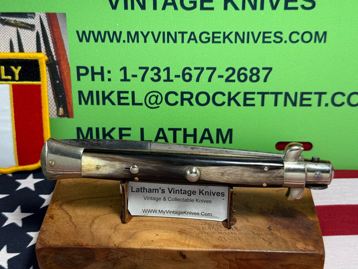 ROMO ITALY 1950-56 PICK LOCK STILETTO 28 CM ITALIAN AUTOMATIC KNIFE BUFFALO HORN HANDLES