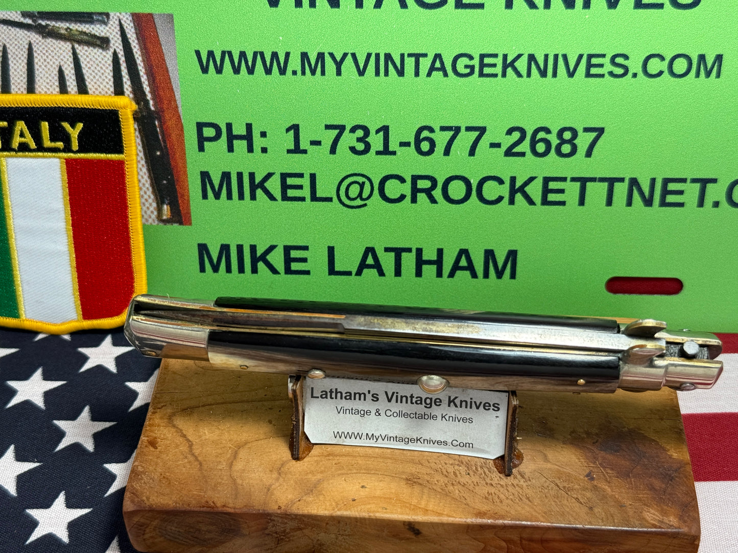 ROMO ITALY 1950-56 PICK LOCK STILETTO 28 CM ITALIAN AUTOMATIC KNIFE BUFFALO HORN HANDLES