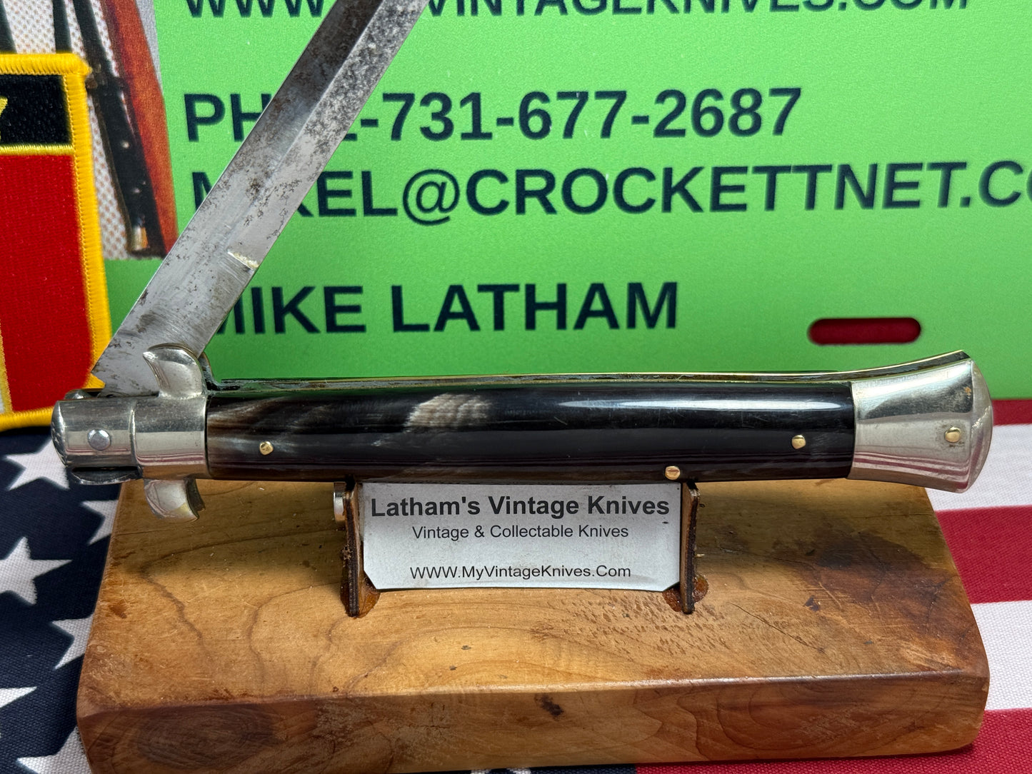 ROMO ITALY 1950-56 PICK LOCK STILETTO 28 CM ITALIAN AUTOMATIC KNIFE BUFFALO HORN HANDLES