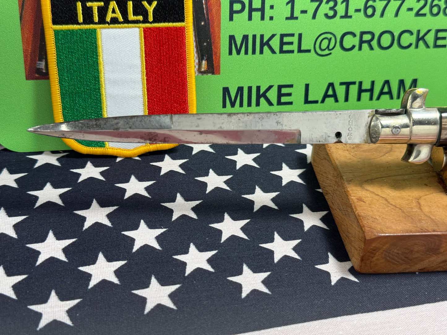 ROMO ITALY 1950-56 PICK LOCK STILETTO 28 CM ITALIAN AUTOMATIC KNIFE BUFFALO HORN HANDLES