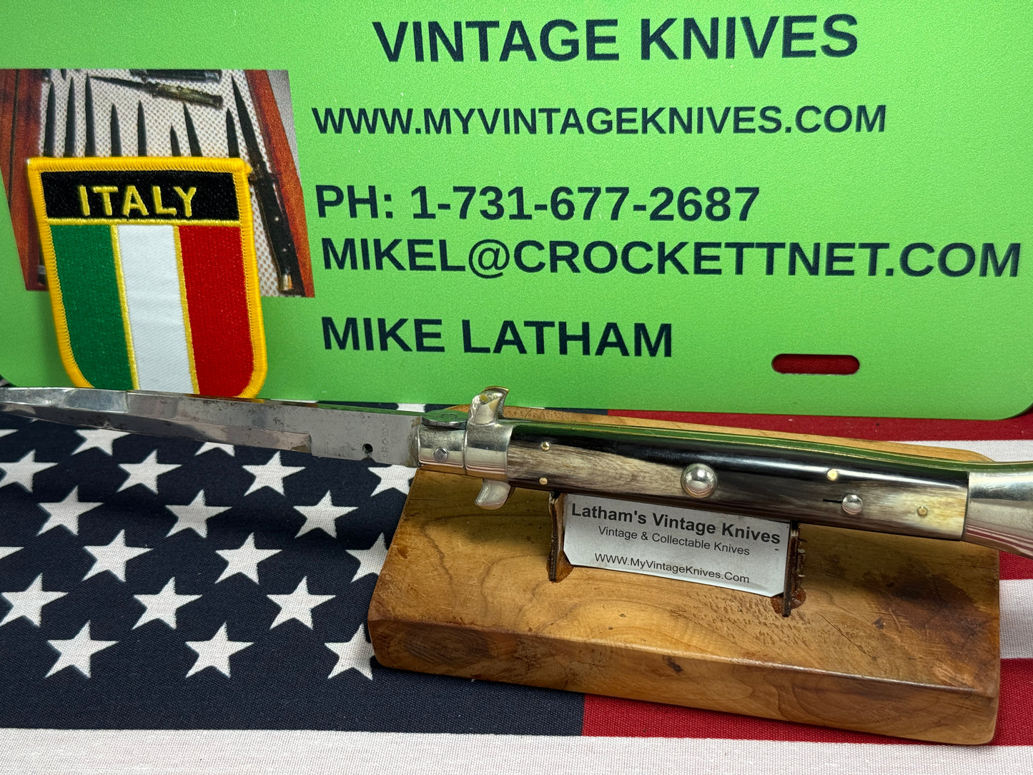 ROMO ITALY 1950-56 PICK LOCK STILETTO 28 CM ITALIAN AUTOMATIC KNIFE BUFFALO HORN HANDLES