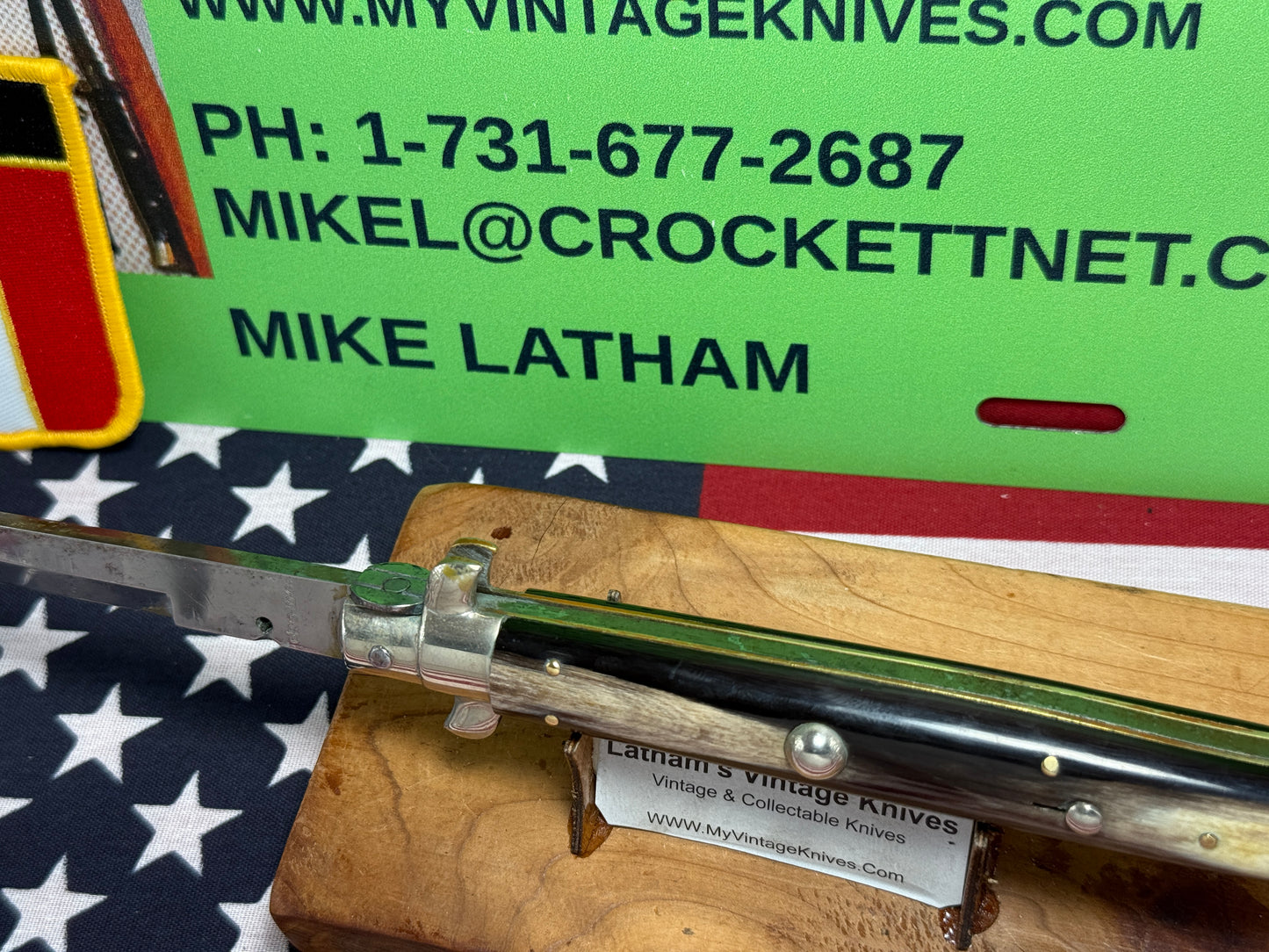 ROMO ITALY 1950-56 PICK LOCK STILETTO 28 CM ITALIAN AUTOMATIC KNIFE BUFFALO HORN HANDLES