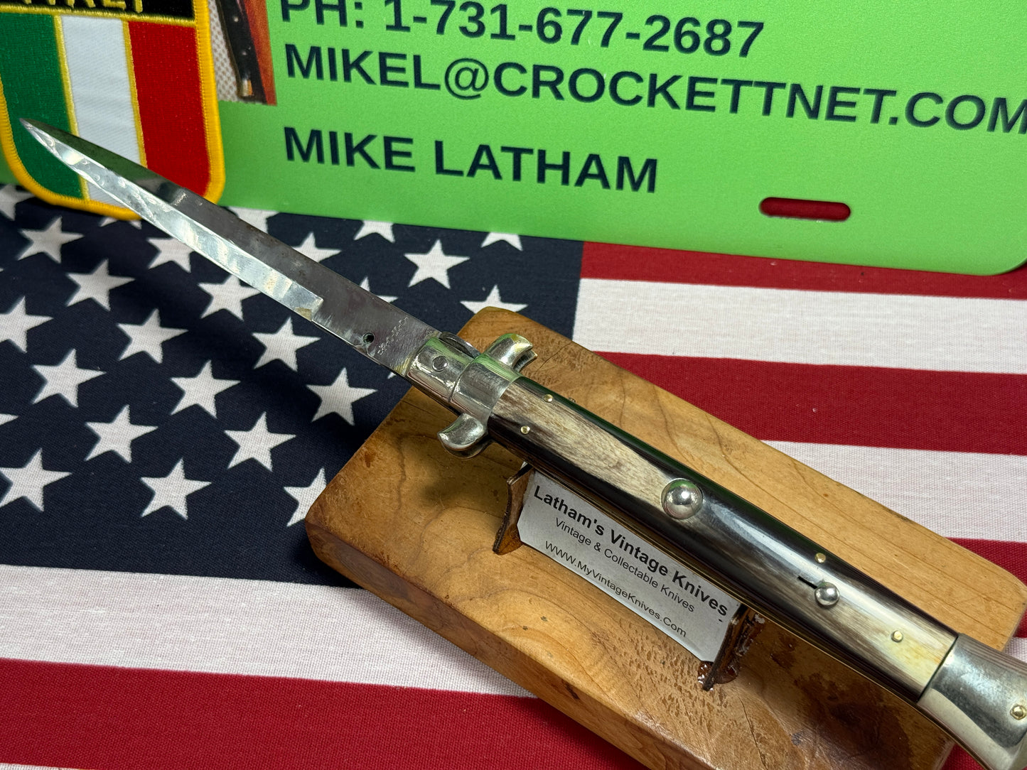 ROMO ITALY 1950-56 PICK LOCK STILETTO 28 CM ITALIAN AUTOMATIC KNIFE BUFFALO HORN HANDLES