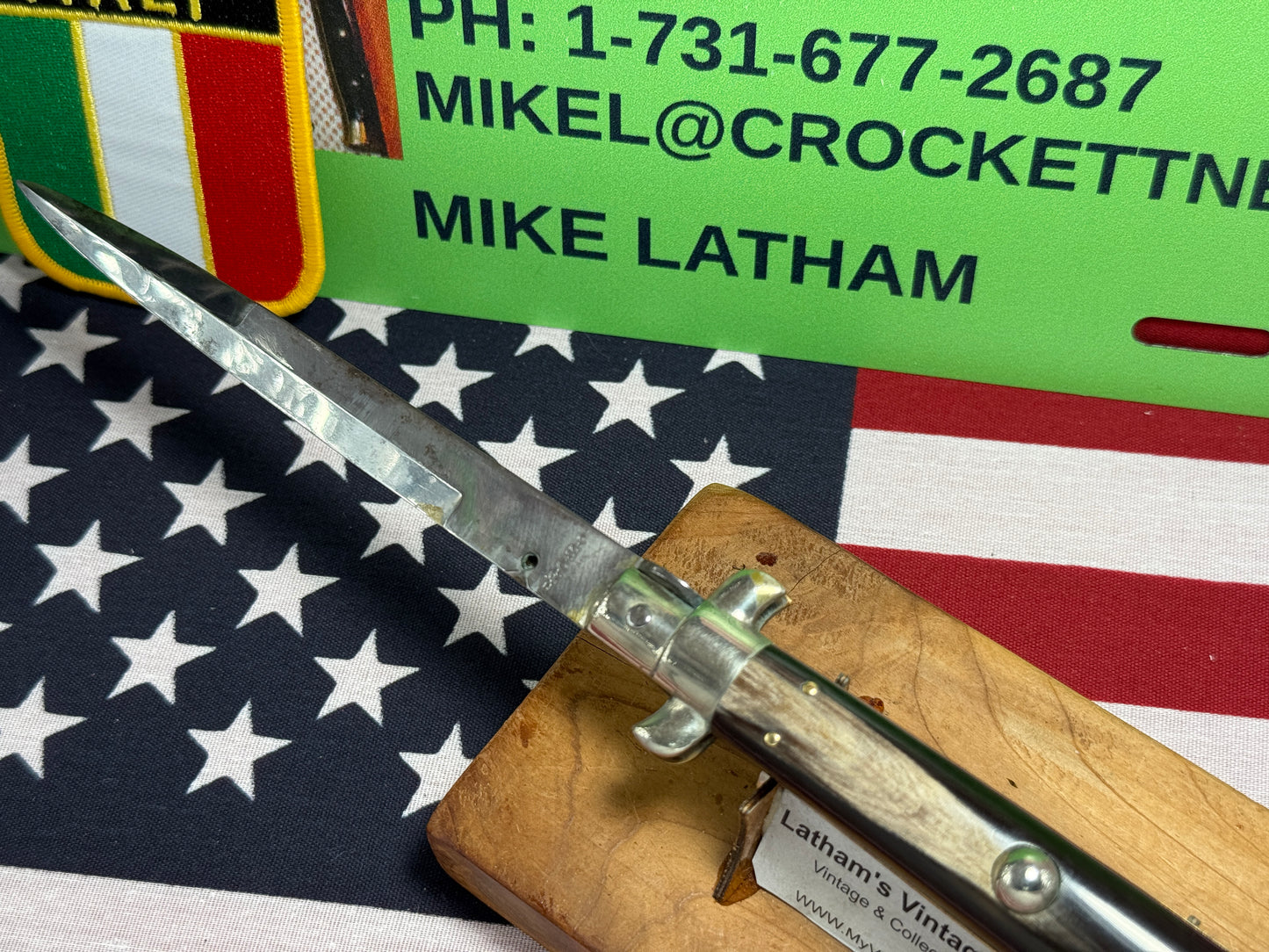 ROMO ITALY 1950-56 PICK LOCK STILETTO 28 CM ITALIAN AUTOMATIC KNIFE BUFFALO HORN HANDLES