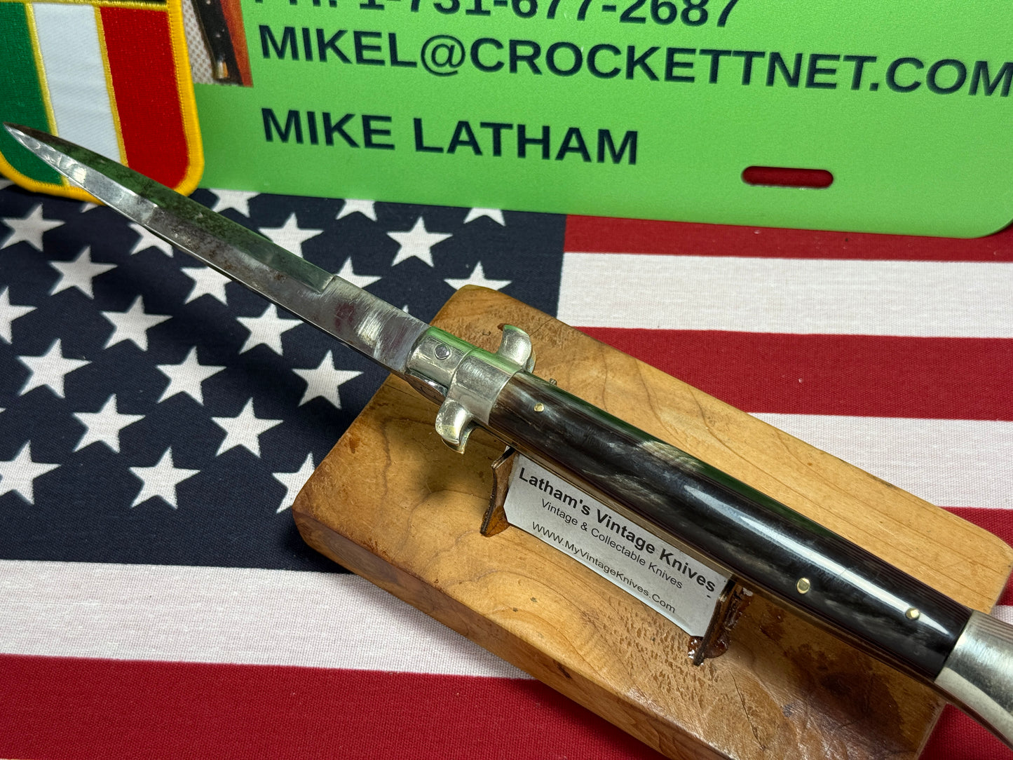 ROMO ITALY 1950-56 PICK LOCK STILETTO 28 CM ITALIAN AUTOMATIC KNIFE BUFFALO HORN HANDLES