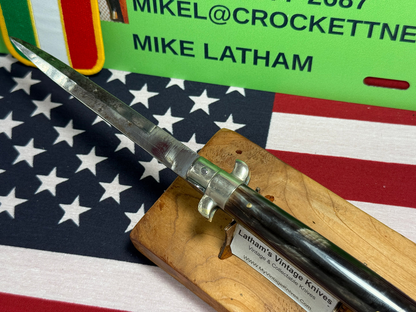 ROMO ITALY 1950-56 PICK LOCK STILETTO 28 CM ITALIAN AUTOMATIC KNIFE BUFFALO HORN HANDLES