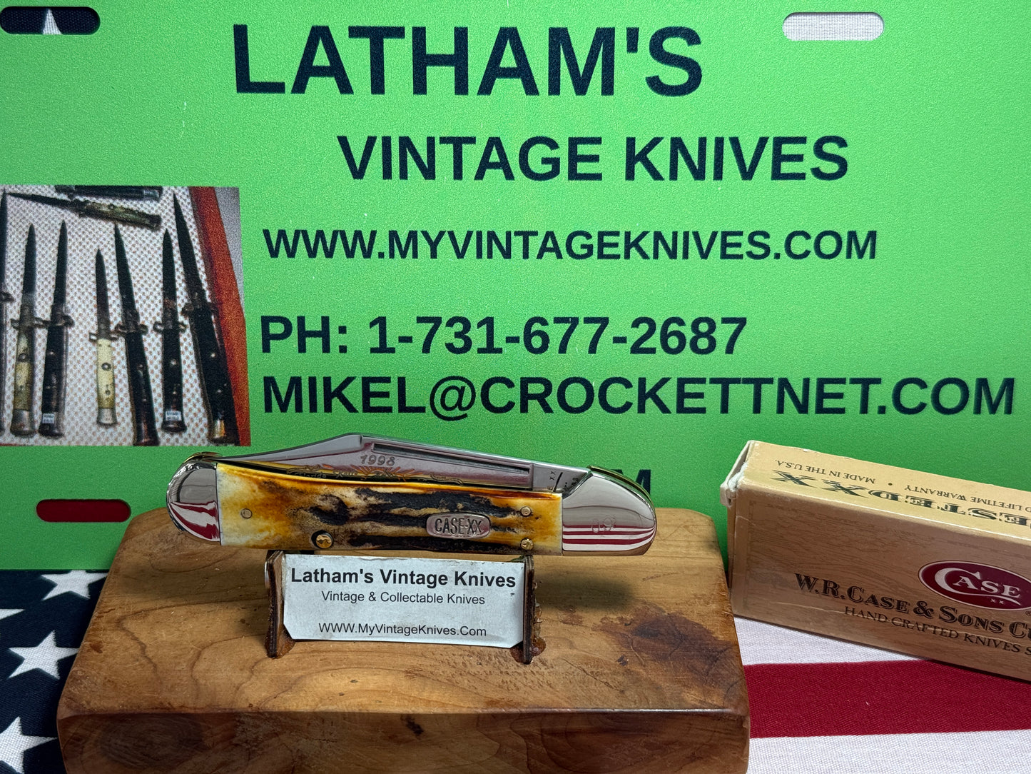CASE XX USA, W.R. CASE 1998 COPPERLOCK 51549L SS LIMITED EDITON 1998 FLORIDA COLLECTORS CLUB  1 OF 1 CONVERTED AMERICAN AUTOMATIC D/A CUSTOM AUTOMATIC KNIFE STAG HANDLES
