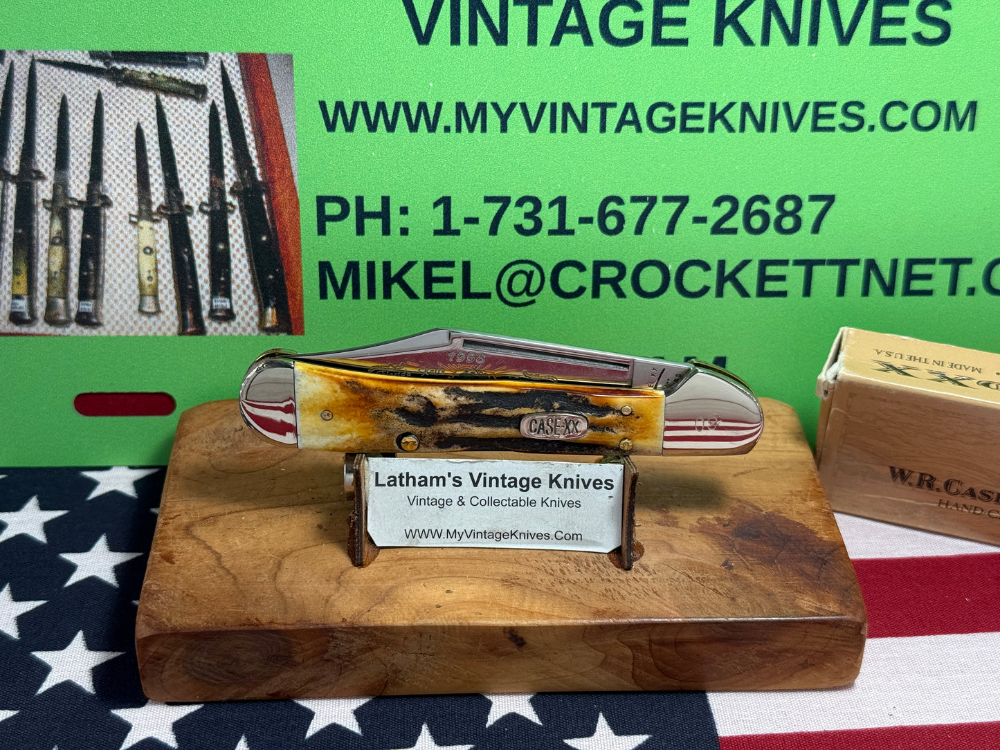 CASE XX USA, W.R. CASE 1998 COPPERLOCK 51549L SS LIMITED EDITON 1998 FLORIDA COLLECTORS CLUB  1 OF 1 CONVERTED AMERICAN AUTOMATIC D/A CUSTOM AUTOMATIC KNIFE STAG HANDLES