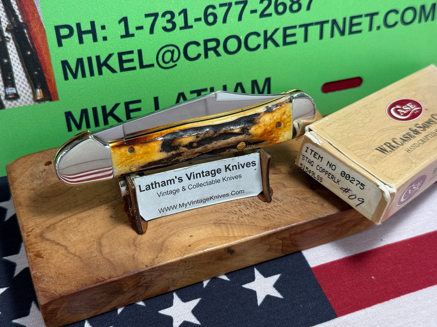 CASE XX USA, W.R. CASE 1998 COPPERLOCK 51549L SS LIMITED EDITON 1998 FLORIDA COLLECTORS CLUB  1 OF 1 CONVERTED AMERICAN AUTOMATIC D/A CUSTOM AUTOMATIC KNIFE STAG HANDLES