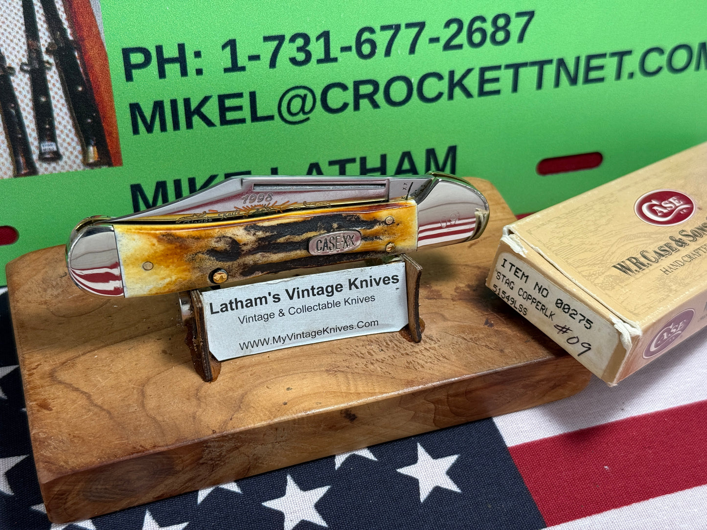 CASE XX USA, W.R. CASE 1998 COPPERLOCK 51549L SS LIMITED EDITON 1998 FLORIDA COLLECTORS CLUB  1 OF 1 CONVERTED AMERICAN AUTOMATIC D/A CUSTOM AUTOMATIC KNIFE STAG HANDLES