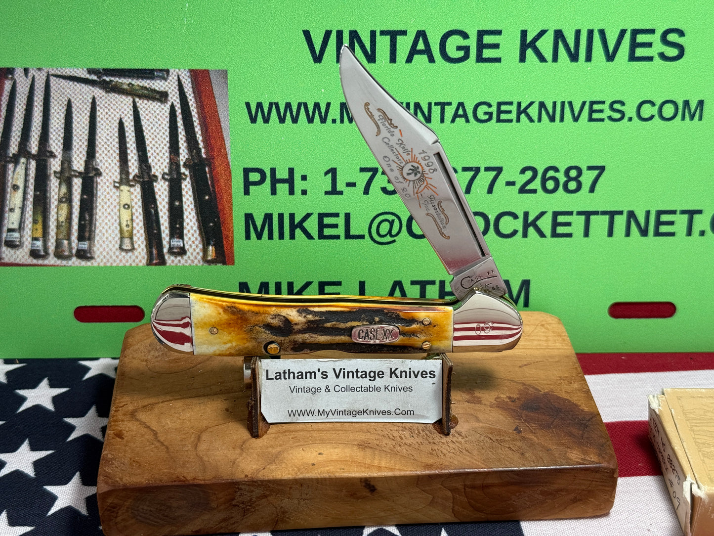 CASE XX USA, W.R. CASE 1998 COPPERLOCK 51549L SS LIMITED EDITON 1998 FLORIDA COLLECTORS CLUB  1 OF 1 CONVERTED AMERICAN AUTOMATIC D/A CUSTOM AUTOMATIC KNIFE STAG HANDLES