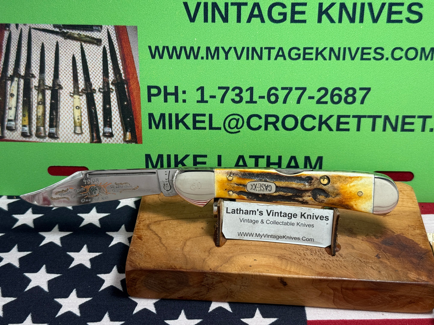 CASE XX USA, W.R. CASE 1998 COPPERLOCK 51549L SS LIMITED EDITON 1998 FLORIDA COLLECTORS CLUB  1 OF 1 CONVERTED AMERICAN AUTOMATIC D/A CUSTOM AUTOMATIC KNIFE STAG HANDLES