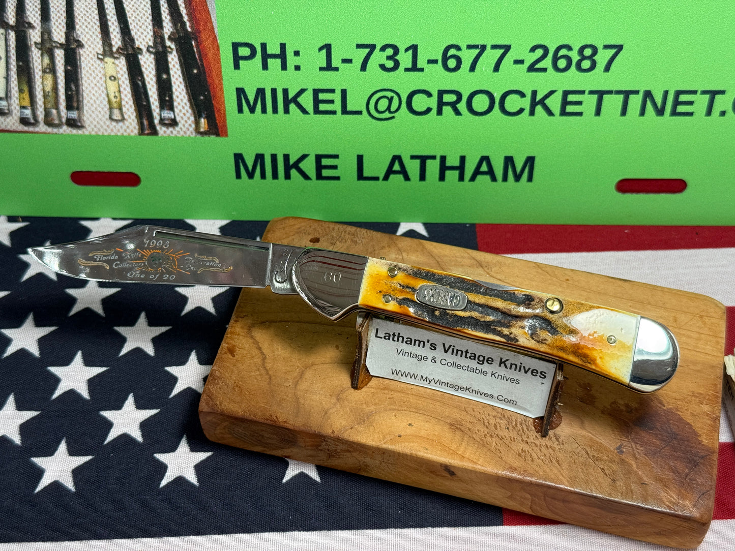 CASE XX USA, W.R. CASE 1998 COPPERLOCK 51549L SS LIMITED EDITON 1998 FLORIDA COLLECTORS CLUB  1 OF 1 CONVERTED AMERICAN AUTOMATIC D/A CUSTOM AUTOMATIC KNIFE STAG HANDLES